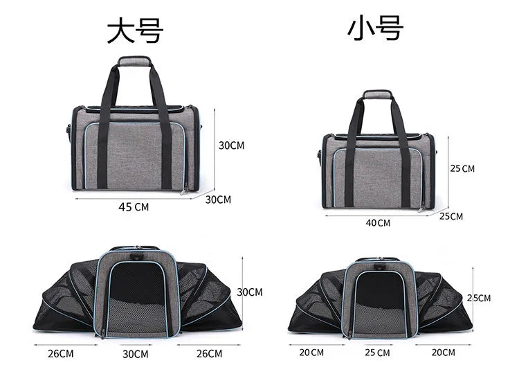 Pet bag Out carrying bag can be extended cat bag Large capacity Two small pets out carrying cat backpack