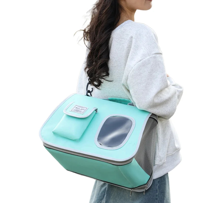 Portable Pet Carrier Bag for Small Dogs Cats Outdoor Foldable Cat Bag  Mesh Breathable Cat Shoulder Bag Kitten Carrying Bag