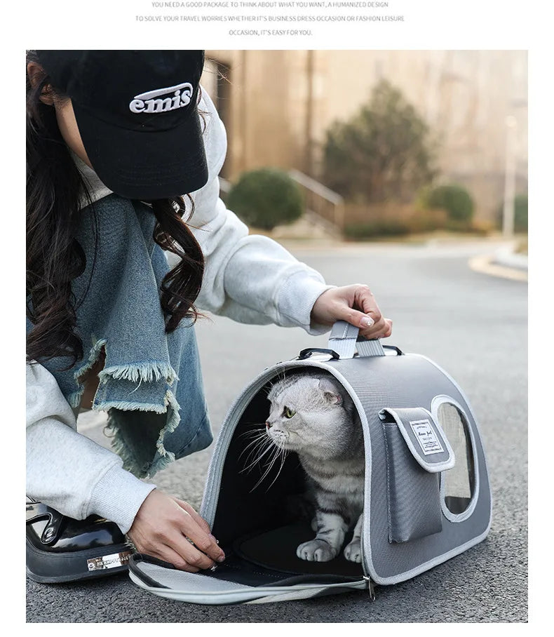 Portable Pet Carrier Bag for Small Dogs Cats Outdoor Foldable Cat Bag  Mesh Breathable Cat Shoulder Bag Kitten Carrying Bag