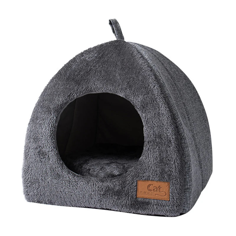 Cat Bed Pet Kennel Kitten House Semi-enclosed Sleeping Cats Cave Bed Plush Foldable Small Dogs Tent Stuff