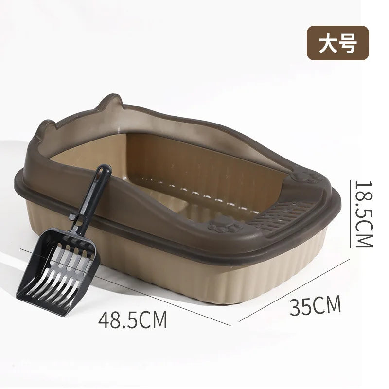 Large-Sized Half-Enclosed Open Anti-Splash Cat Litter Box Adult Cat Toilet Small-Kitten Litter Box Odor Removal for Cats