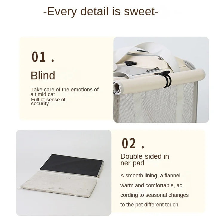 Pet Bag  Portable Bag for Outings Foldable Car Shoulder Portable Cat Bag  Large Capacity Two Cat Outing Bag