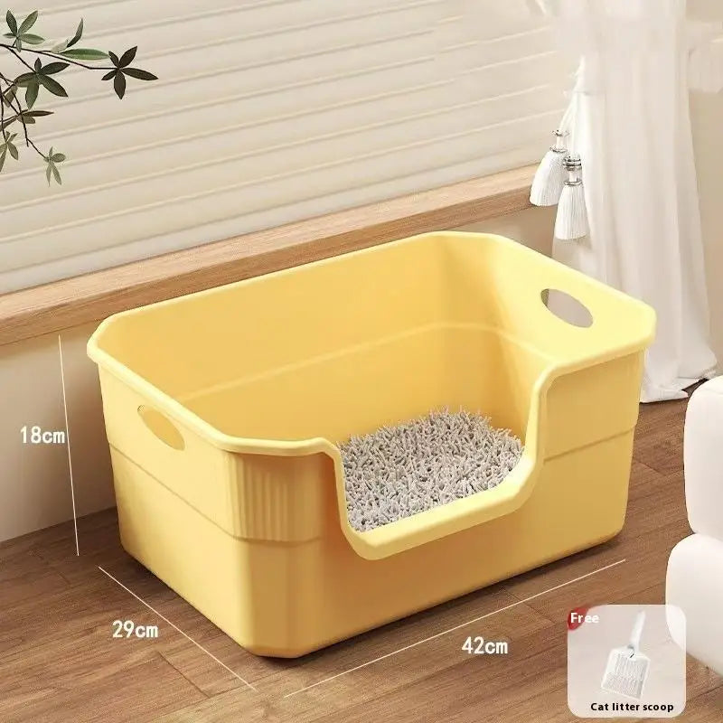Large-Sized Litter Box For Cats Anti-Splash Semi-Enclosed Open Cat Toilet Cat Supplies