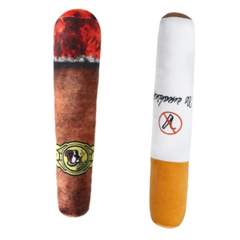 Pet Funny Toys Cigar Big Smoke Plush Sound Squeak Fake Cigarettes Toys Dog Chew Molar Interactive Game Bite Resistant Pet Toy