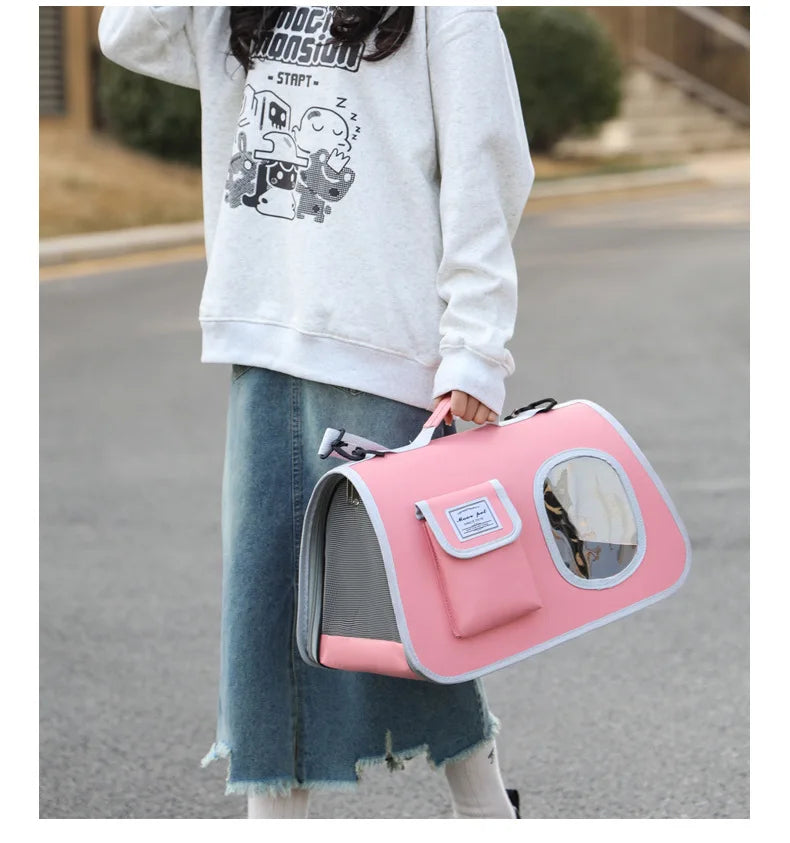 Portable Pet Carrier Bag for Small Dogs Cats Outdoor Foldable Cat Bag  Mesh Breathable Cat Shoulder Bag Kitten Carrying Bag