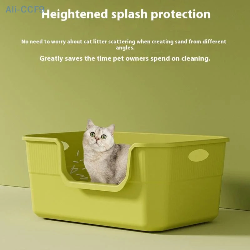 Large-Sized Litter Box For Cats Anti-Splash Semi-Enclosed Open Cat Toilet Cat Supplies