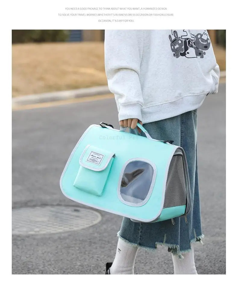 Portable Pet Carrier Bag for Small Dogs Cats Outdoor Foldable Cat Bag  Mesh Breathable Cat Shoulder Bag Kitten Carrying Bag