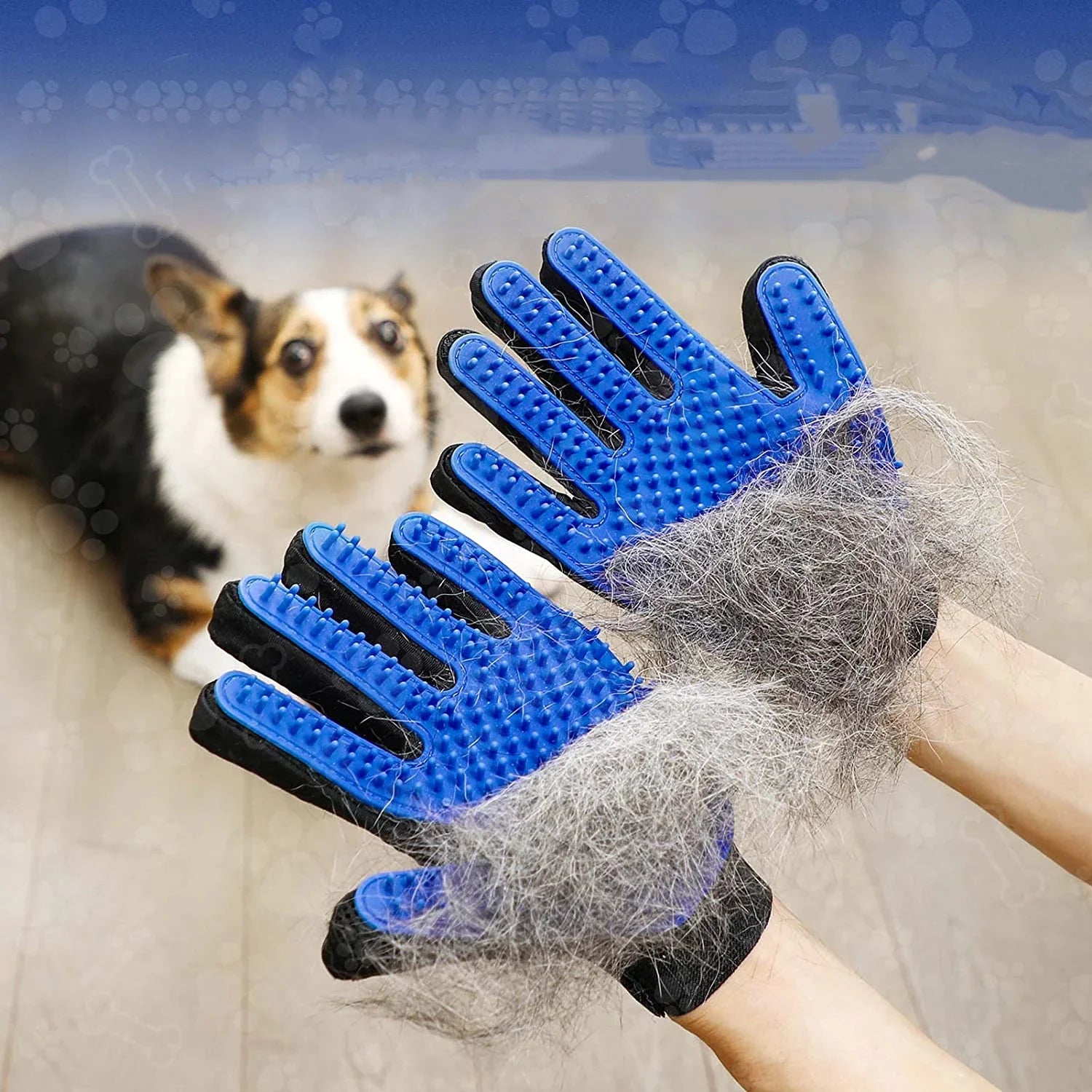 1pair Pet Grooming Glove - Gentle Hair Remover Brush For Dogs And Cats - Massages And Stimulates Circulation - Easy To Use And C