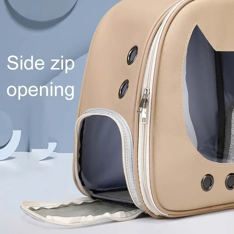 Pet Supplies Cat Carrier Bag PU Portable Travel Outdoor Backpack for Cat Small Dogs Transparent Breathable Carrying Shoulder Bag