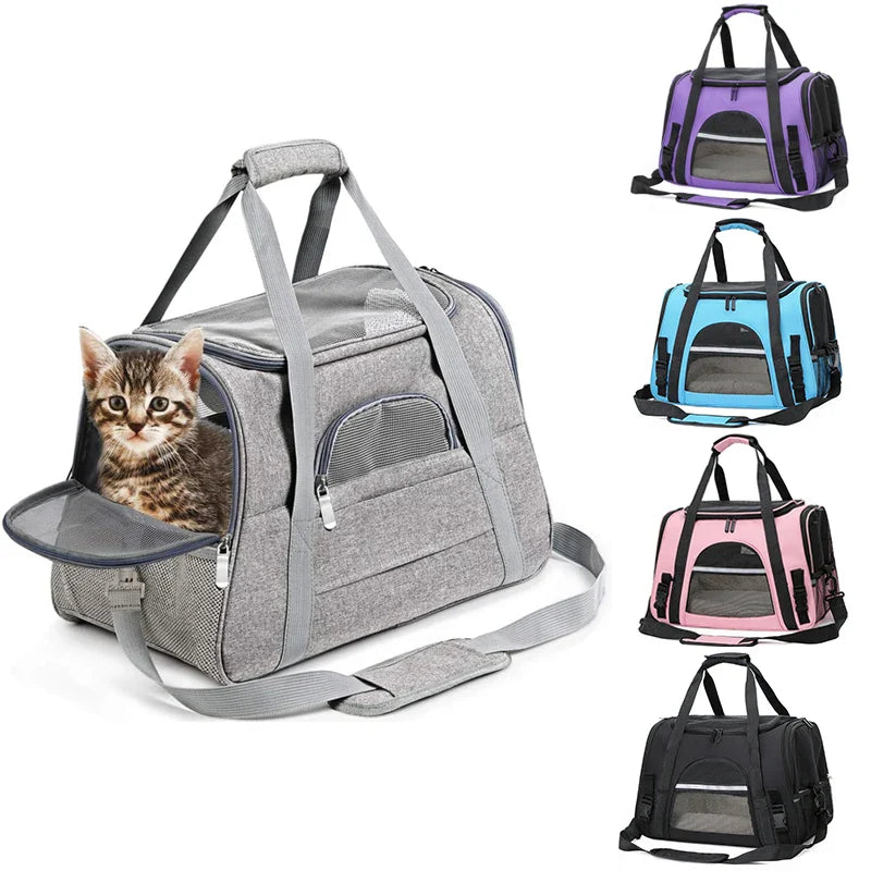 Travel pet bag portable for outdoor carrying one shoulder diagonal cross pet Bag foldable breathable Outgoing Pets Handbag