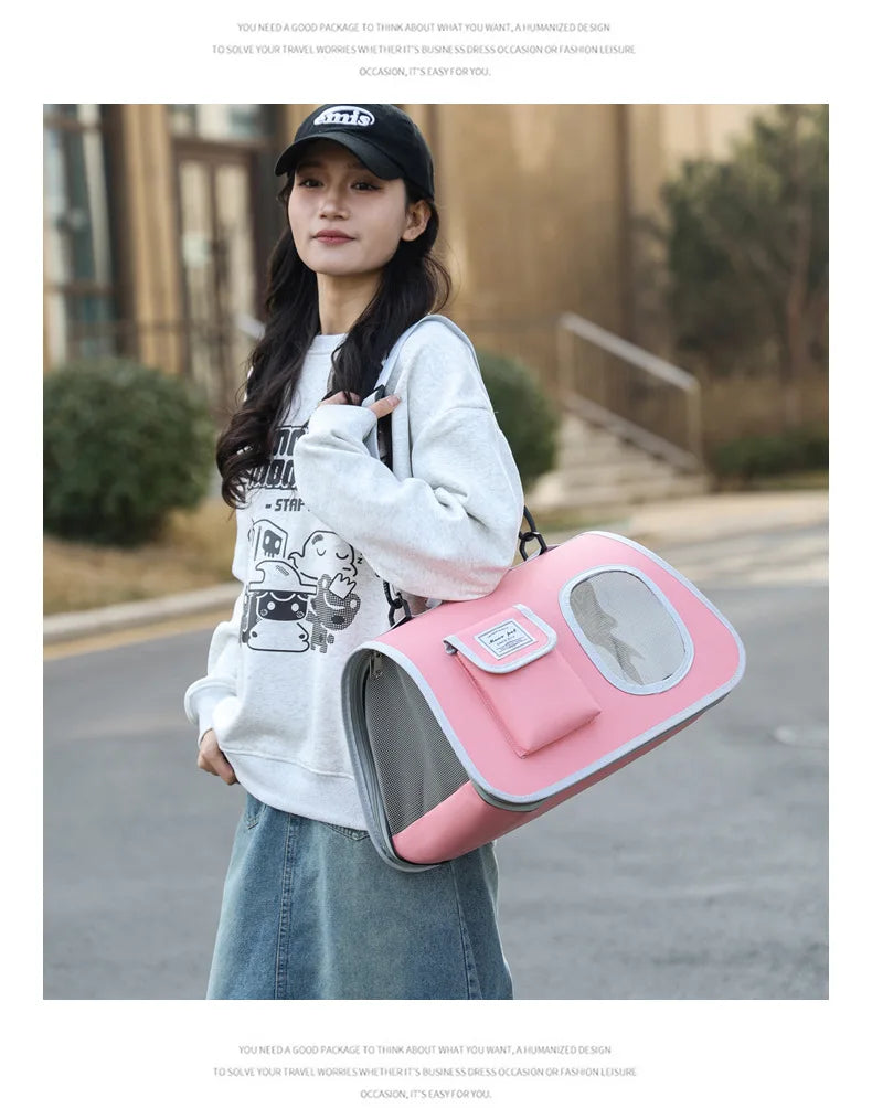 Portable Pet Carrier Bag for Small Dogs Cats Outdoor Foldable Cat Bag  Mesh Breathable Cat Shoulder Bag Kitten Carrying Bag