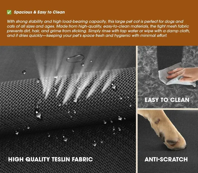 Elevated Dog Bed for Large Dogs Cooling Pet Cot Breathable Mesh Durable Frame Easy Clean Raised Pet Bed Indoor Outdoor Home