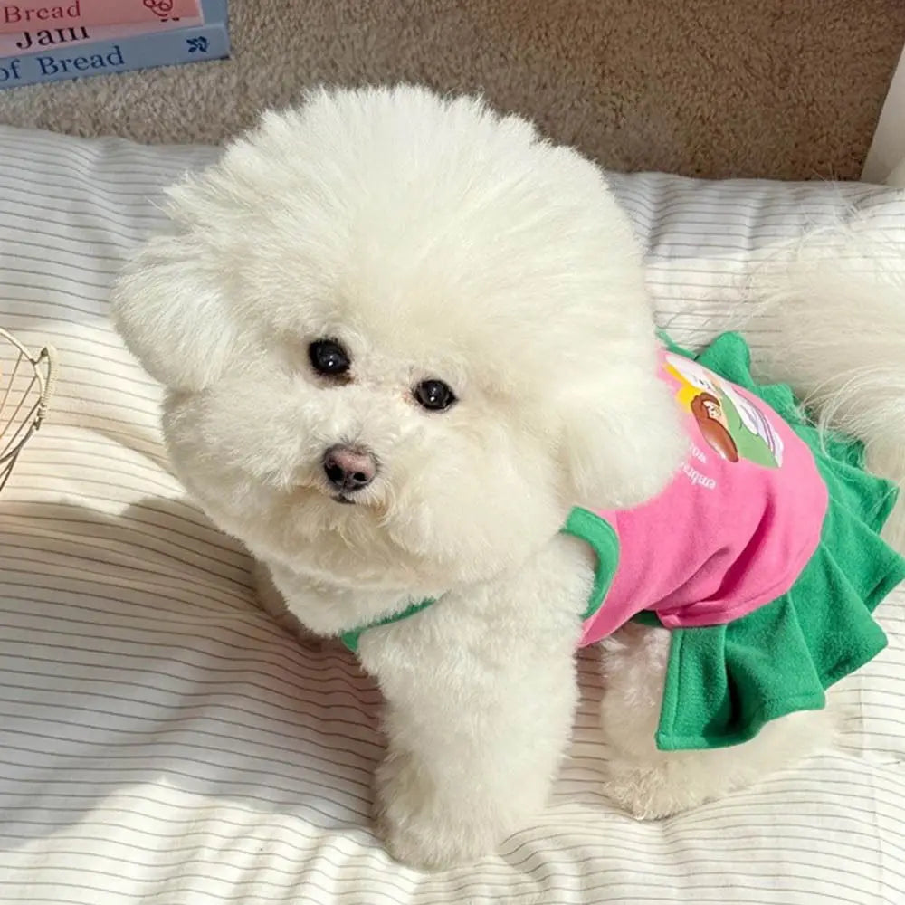1 Pc Fashion Printed Design Thin Strap Dogs Vest Comfortable Fabric Small Pet Dress Spring Summer Puppy Wearing Costume