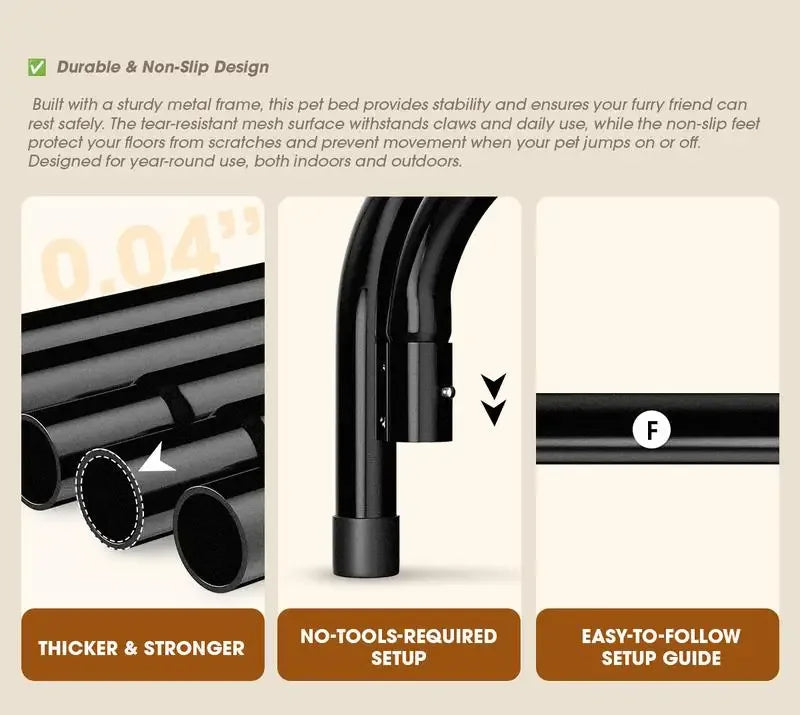 Elevated Dog Bed for Large Dogs Cooling Pet Cot Breathable Mesh Durable Frame Easy Clean Raised Pet Bed Indoor Outdoor Home