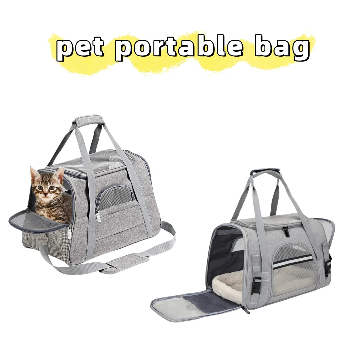 1 Foldable Pet Tote Bag - Portable, Breathable, Large Capacity, Handheld/Horizontal/Car Seat, Suitable for Cats and Puppies, Ful