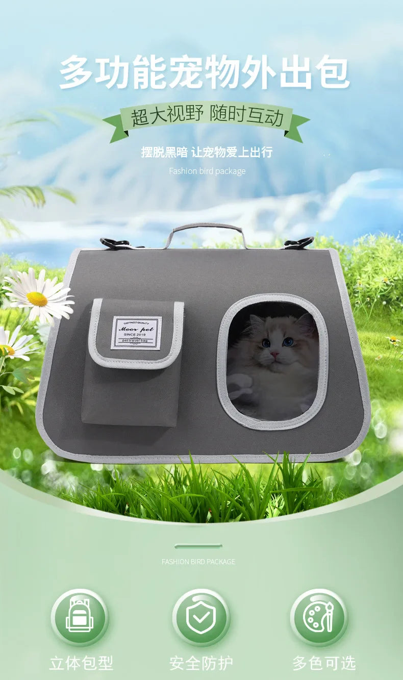 Portable Pet Carrier Bag for Small Dogs Cats Outdoor Foldable Cat Bag  Mesh Breathable Cat Shoulder Bag Kitten Carrying Bag